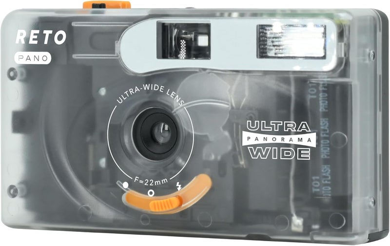 RETO PANO 35mm Film Camera - 22mm Wide Lens, Panorama, Easy Switch, Cinematic Modes, Lens Cover, Built-in Flash, Reusable (Film & AAA Battery are not Included) (Sheer White) - Image 2